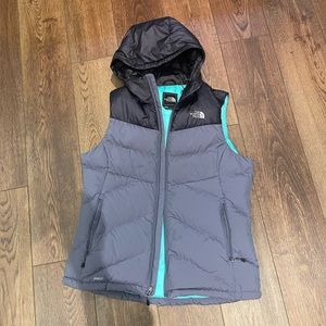 The North Face hooded vest, zip front, down filled, large